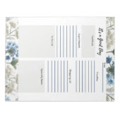 Dagelijkse planner taupe blauwe bloem notitieblok (Voorkant)