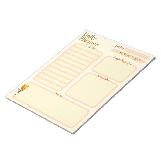 Dagelijkse planner, to do lijst, herinnering tulp notitieblok (Schuin)