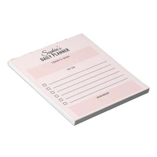 Dagelijkse planner To Do Script Roze Notitieblok (Schuin)
