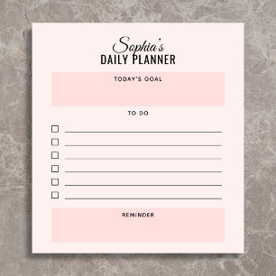 Dagelijkse planner To Do Script Roze Notitieblok