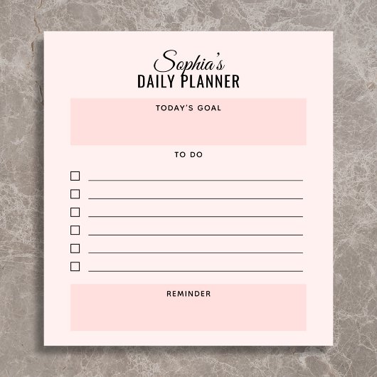 Dagelijkse planner To Do Script Roze Notitieblok