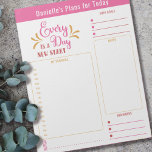 Dagelijkse planner voor elke dag de doelstellingen notitieblok<br><div class="desc">Aangepaste Daily Planner in roze rood en geel met secties voor uw planning,  notities,  doelen en herinneringen. Het wordt geschreven met een motivatie citaat.. "Elke dag is een Nieuw Begin". Dit notitieblok wordt op elke pagina afgedrukt om je 40 dagen lang te houden.</div>