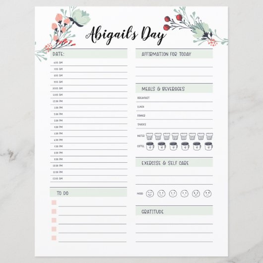 Dagelijkse planner voor tijdblokken van 6 uur 's o (Voorkant)