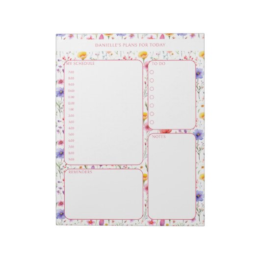 Dagelijkse Planner Wildflower Schema en To Do Lijs Notitieblok (Linkerzijde)