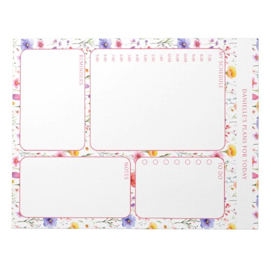 Dagelijkse Planner Wildflower Schema en To Do Lijs Notitieblok (Voorkant)