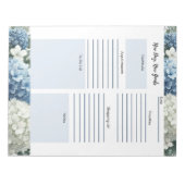 Dagelijkse planner wit blauwe bloemen notitieblok (Voorkant)