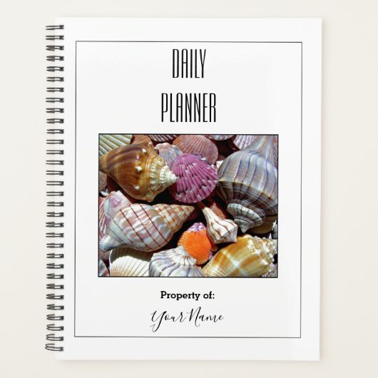 Dagelijkse planner - Wit met zeeschelpen - HAMbWG (Voorkant)