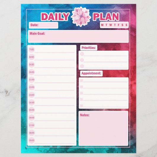 Dagelijkse plannerbladen Aanwijzen voor lijst (Voorkant)