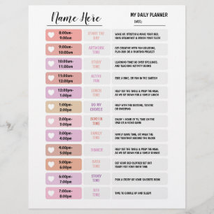 Dagelijkse plannerkaart voor kinderen met ster muu flyer