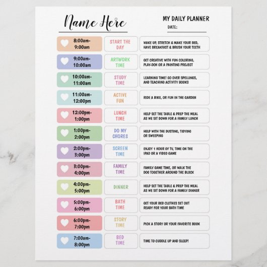 Dagelijkse plannerkaart voor kinderen schema ster flyer (Voorkant)