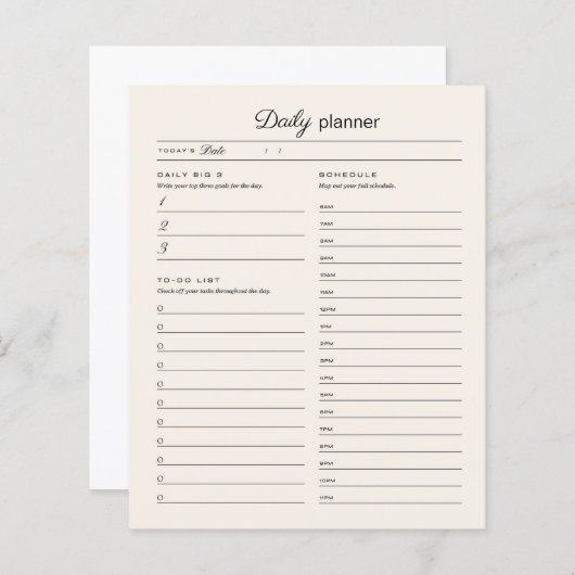 Dagelijkse plannerpagina (Voorkant / Achterkant)