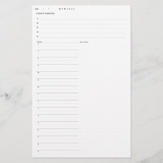 Dagelijkse plannerpagina's (Achterkant)