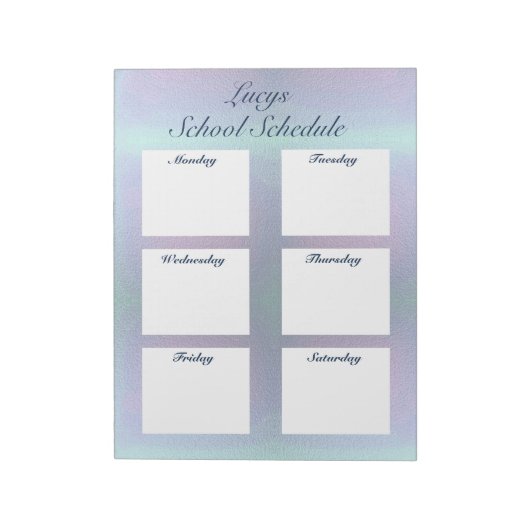 Dagelijkse planning van de schoolplank blauw notit notitieblok (Linkerzijde)