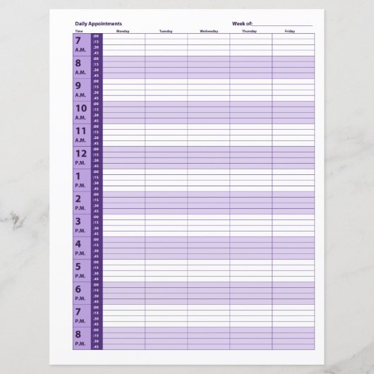 Dagelijkse planning voor benoeming | PAARS (Voorkant)