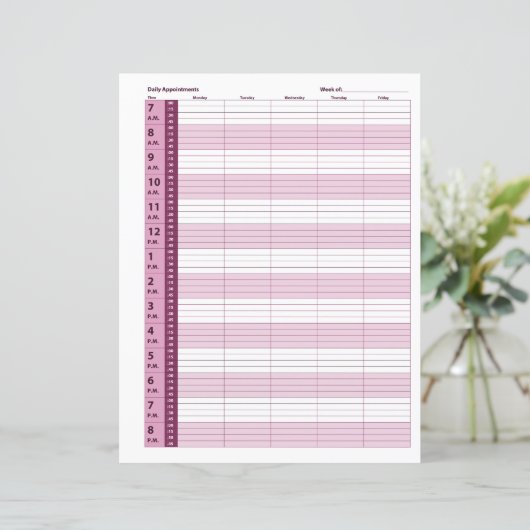 Dagelijkse planning voor benoeming | Roze (Staand voorkant)