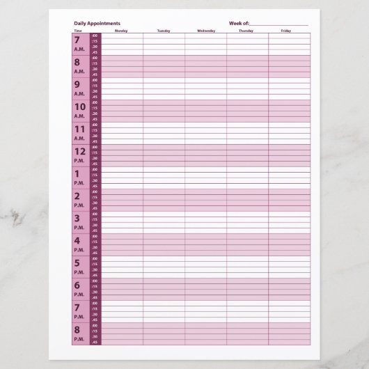 Dagelijkse planning voor benoeming | Roze (Voorkant)