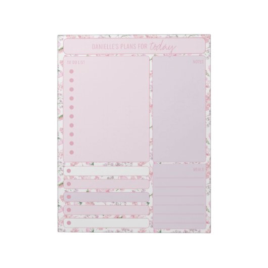 Dagelijkse platenroze maaltijden om lijsten te mak notitieblok (Linkerzijde)