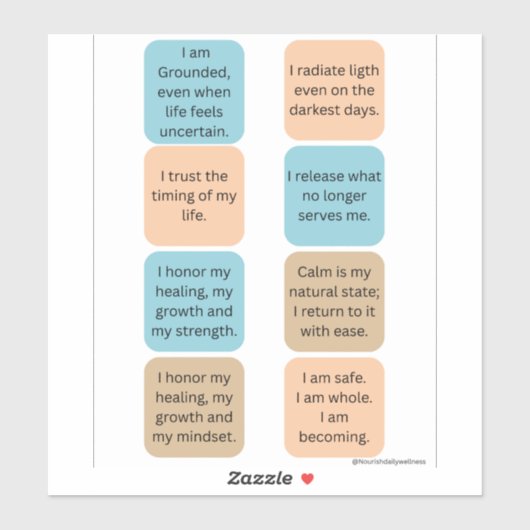 Dagelijkse positieve affirmaties - 8 wellnessstick sticker (Vel)