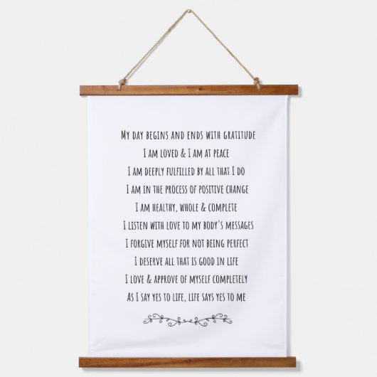 Dagelijkse positieve bevestiging Wandkunst Tapestr Hangend Wandkleed (Voorkant)