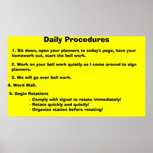 Dagelijkse procedures poster (Voorkant)