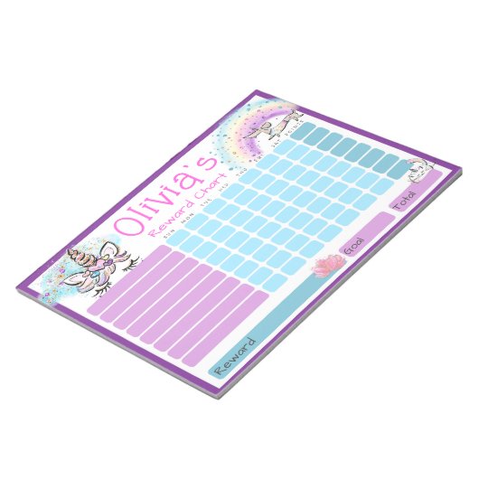 Dagelijkse rewards voor kinderen Routine Unicorn o Notitieblok (Schuin)