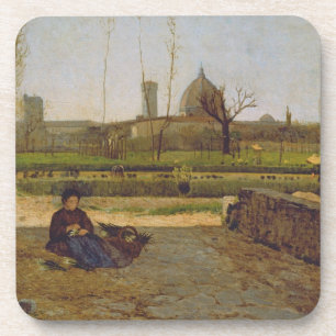 Dagelijkse scène, nabij Florence, c.1865 Bier Onderzetter
