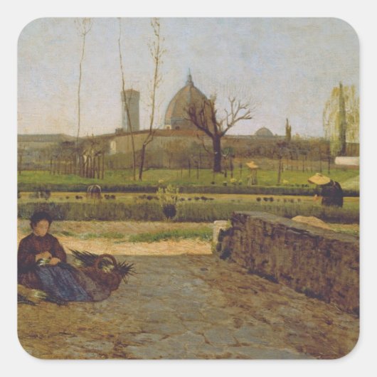 Dagelijkse scène, nabij Florence, c.1865 Vierkante Sticker (Voorkant)