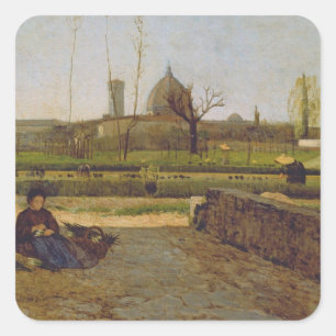 Dagelijkse scène, nabij Florence, c.1865 Vierkante Sticker