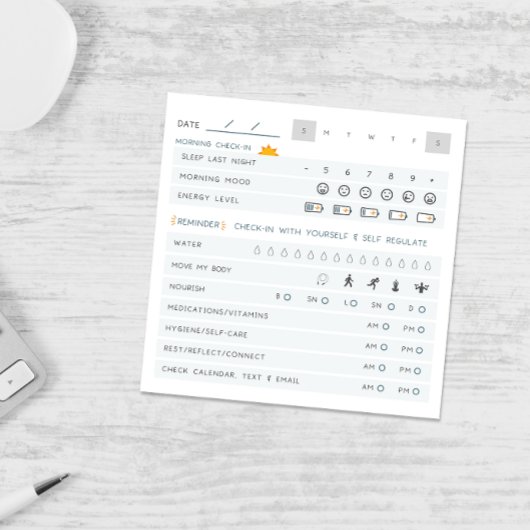 Dagelijkse Self Care Check-in ADHD Neurodivergent Post-it® Notes