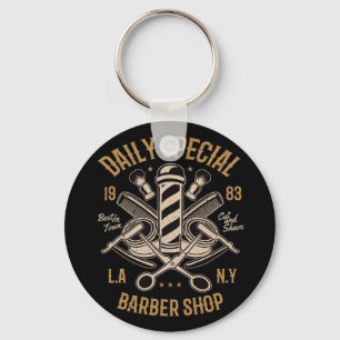 Dagelijkse speciale Barber Shop LA NY Cut and Shav Sleutelhanger