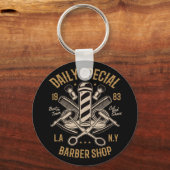 Dagelijkse speciale Barber Shop LA NY Cut and Shav Sleutelhanger (Voorkant)