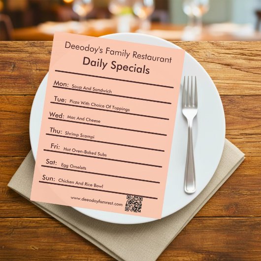 Dagelijkse specials restaurant flyer met QR-code p