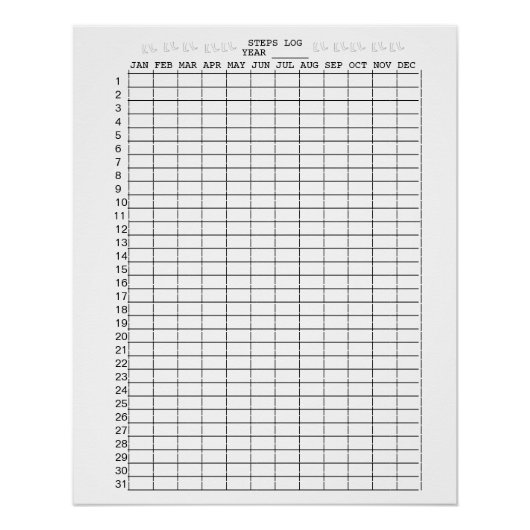 Dagelijkse stappen Logboeken voor maanden van het  Perfect Poster (Voorkant)