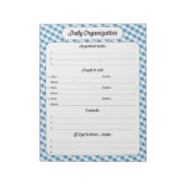 Dagelijkse taaklijst - Blauw Notitieblok Gingham (Linkerzijde)