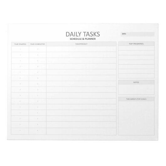 Dagelijkse Taken Nota Pad Notitieblok (Voorkant)