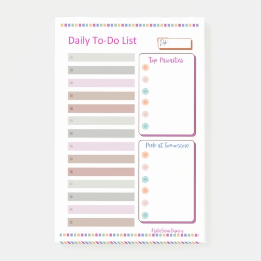 Dagelijkse takenlijst notitieblok post-it® notes (Voorkant)