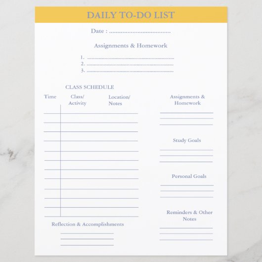 Dagelijkse to-do lijst Academic Planner College St (Voorkant)