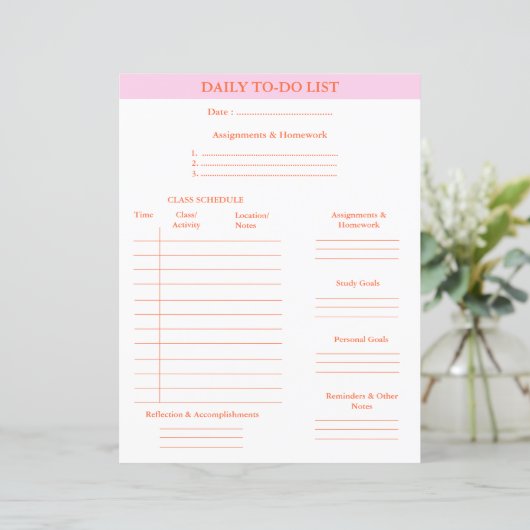 Dagelijkse to-do lijst Academic Planner College St (Staand voorkant)