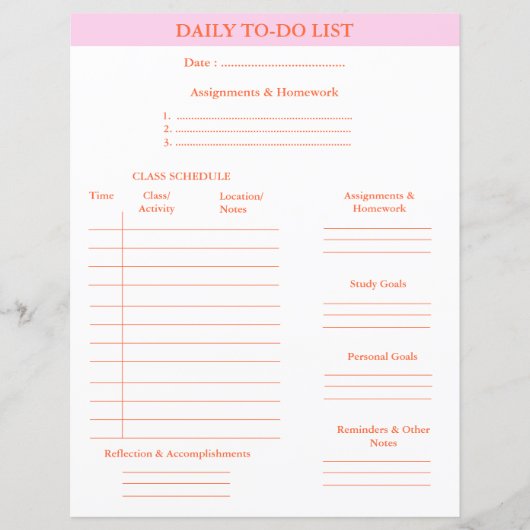 Dagelijkse to-do lijst Academic Planner College St (Voorkant)