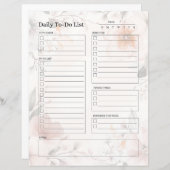Dagelijkse to-do lijstpagina (bloemenontwerp) (Voorkant / Achterkant)
