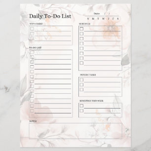 Dagelijkse to-do lijstpagina (bloemenontwerp)