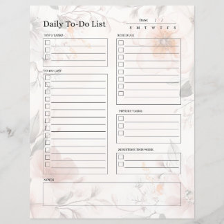Dagelijkse to-do lijstpagina (bloemenontwerp)