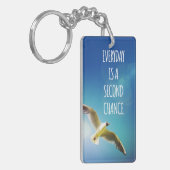 Dagelijkse Tweede Chance Seagull Inspirerend Quote Sleutelhanger (Voorkant Links)