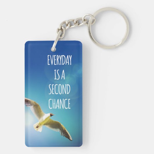 Dagelijkse Tweede Chance Seagull Inspirerend Quote Sleutelhanger (achterkant)