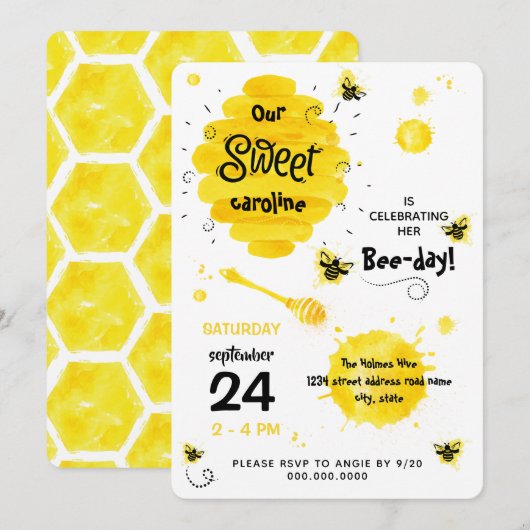 Dagelijkse uitnodiging download Honing Bijengeel (Voorkant / Achterkant)