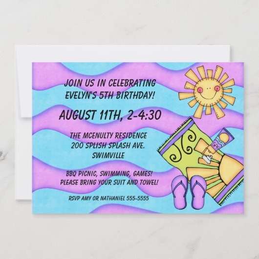 Dagelijkse uitnodiging voor een strandzwemwedstrij (Achterkant)