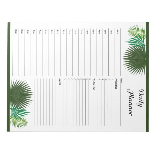 Dagelijkse uurplanning notitieblok (Voorkant)