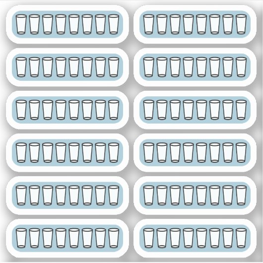 Dagelijkse Water Tracker Bujo Planner Sticker (Voorkant)