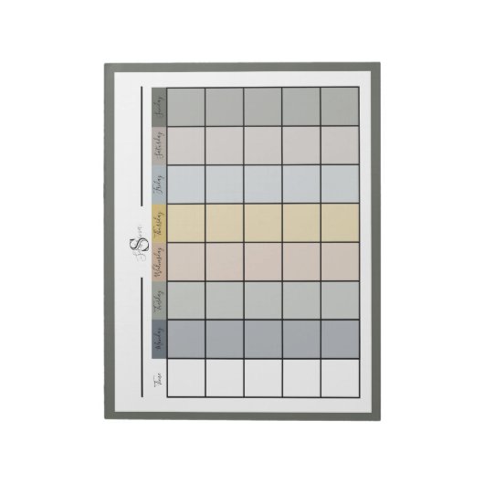 Dagelijkse weekblad kleurencombinatie 1 notitieblok (Linkerzijde)