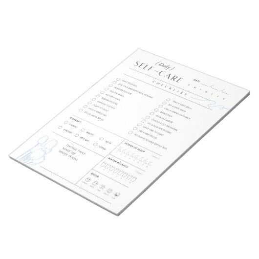 Dagelijkse zelfzorgchecklist notitieblok (Schuin)